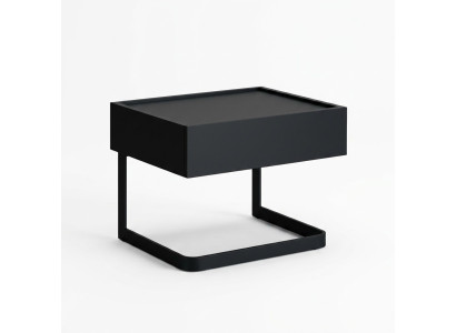 Bedroom Nightstand Black Stylish Made of Wood and Stainless Steel New