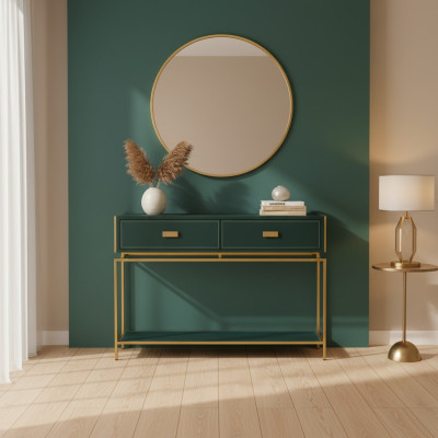 Console table green living room furniture wood stainless steel furniture luxury sideboard