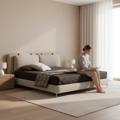 Bedroom large double bed stylish bed wood new luxury modern
