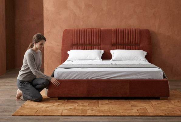Design red double bed bed frames beds wooden beds textile bedroom bed