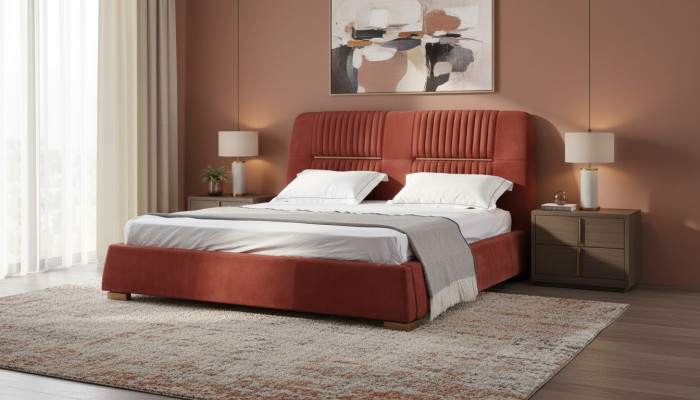 Design red double bed bed frames beds wooden beds textile bedroom bed