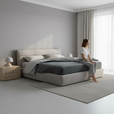 Bed double bed stylish gray bed double bed for bedroom beds