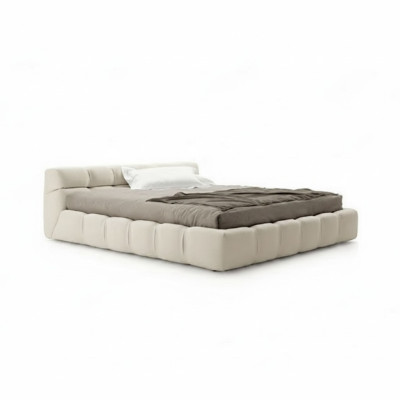 White beige bed bedroom beds double beds sleep beds textile