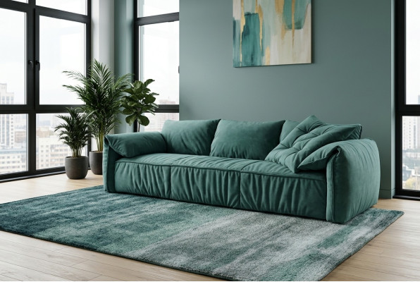 Designer blue sofa 3-seater couch living room seating furniture textile sofas