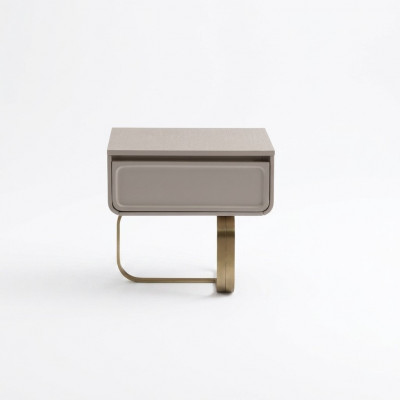 Beige nightstand bedroom side table stainless steel wooden table modern