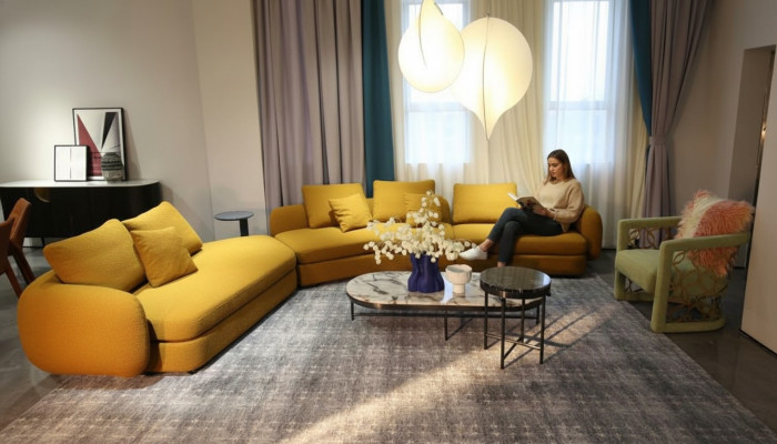 Living room luxury furniture sectional sofa L-shape couch design upholstery textile