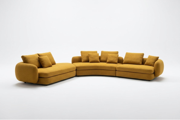 Living room luxury furniture sectional sofa L-shape couch design upholstery textile