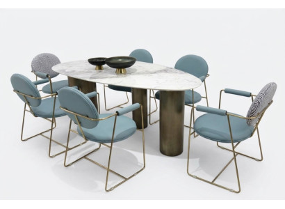 Dining room designer oval dining table white luxury stainless steel tables table