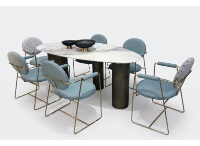 Oval dining table, dining room tables, dining tables 180x85, marble-look dining tables.
