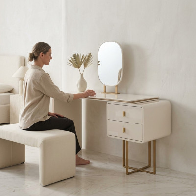 White dressing table bedroom furniture sideboard mirror 2-piece console