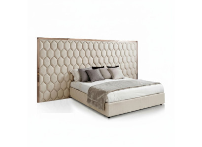 Large Beige Double Bed Designer Bed Frame With Headboard Furniture