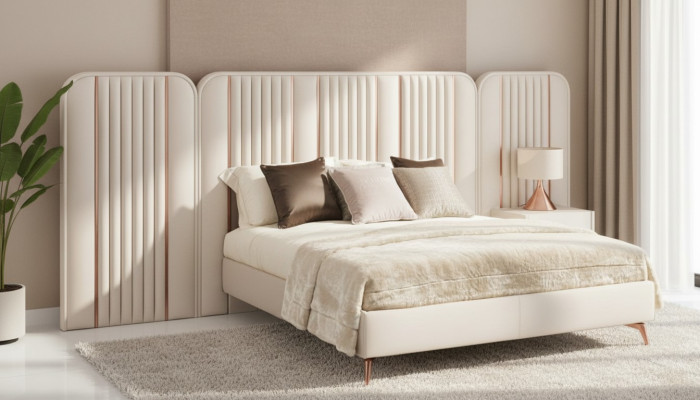 Bedroom double bed beige bed frame king-size bed luxury furniture