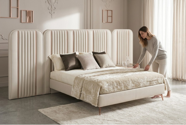 Kingsize bed double bed bedroom furniture large headboard wood frame