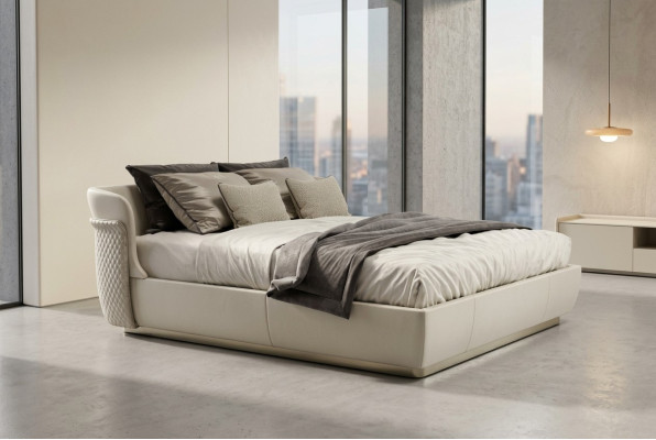 Designer white double bed bedroom furniture large family beds bed