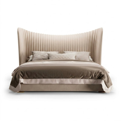 Beige double bed designer wood beds bed frames bedroom furniture bed