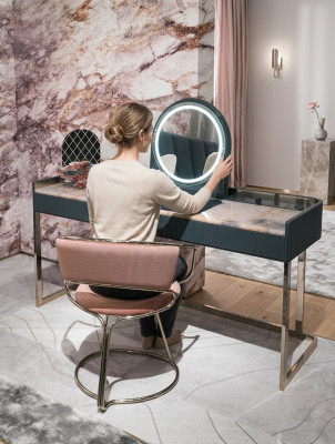 Bedroom furniture, dressing table, designer dressing chair, luxury wooden furniture