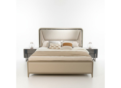 Bedroom bed beds designer double bed natural wood bed bed frame beige