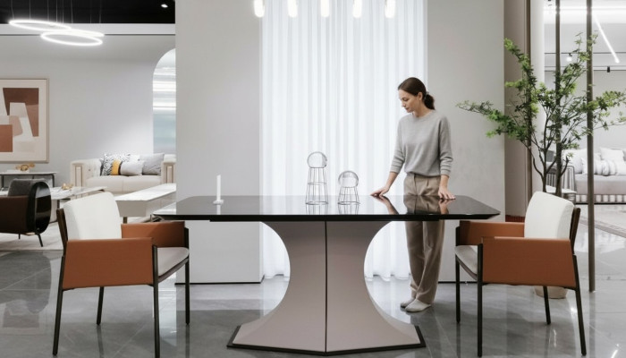 Dining table made of natural wood stylish dining table white table in a modern style