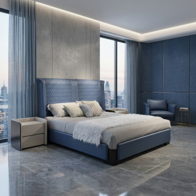 Bedroom set bed 2x nightstand 3 pcs. Design modern luxury bed group new