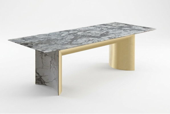 Stylish dining table made of artificial marble, large dining table, new table dining room furniture.
