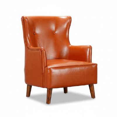 Orange armchair single-seater living room luxury faux leather upholstered furniture new