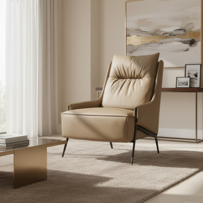 Armchair 1 Seater Faux Leather Lounge Luxury Upholstery Relax Furniture Design Couch