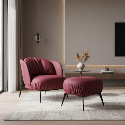 Chair, Ottoman, Living Room, Design, Modern Set, Upholstery, Relax 2-piece.