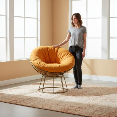 Armchair Club Lounge Designer Upholstered 1-Seater Relax Single Seat Orange