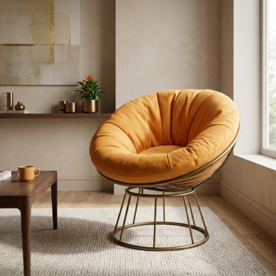 Armchair Club Lounge Designer Upholstered 1-Seater Relax Single Seat Orange