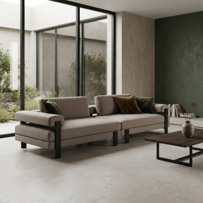 Sofa 2-seater Textile Wood Modern Sofa Upholstery Couch Design Luxury New