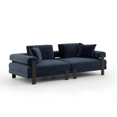 Sofa 2-seater upholstered sofa blue fabric design modern couch sofas luxury