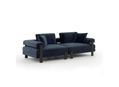 Sofa 2-seater upholstered sofa blue fabric design modern couch sofas luxury
