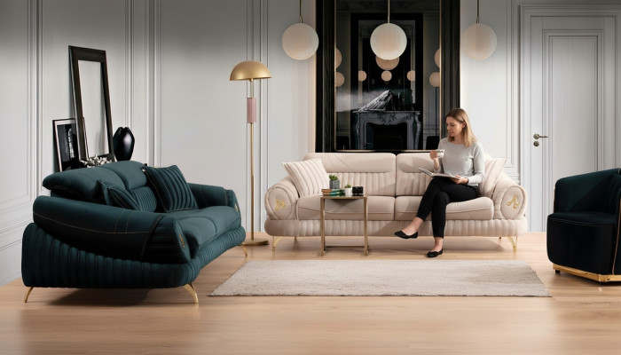 Living room upholstered furniture fabric sofa set 3+3+1 seater modern sofa