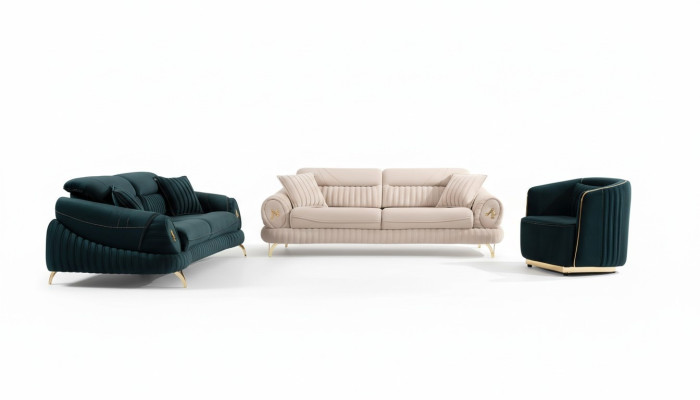 Living room upholstered furniture fabric sofa set 3+3+1 seater modern sofa