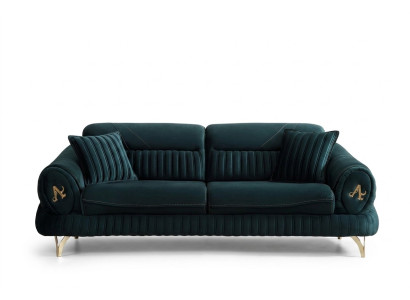 Green Three-Seater Luxury Sofa Modern Wood Design Living Room Furniture New