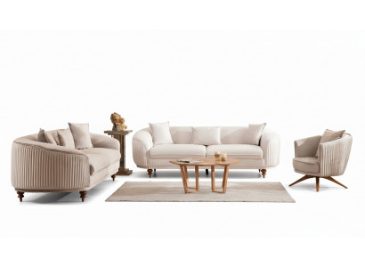 Sofa Couch Velvet Upholstery Seat 321 Seater Suite Design Wood Sofas New