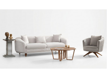 Sofa 3-seater Elegant Armchair Modern Luxury Design Wood Furniture Upholstery