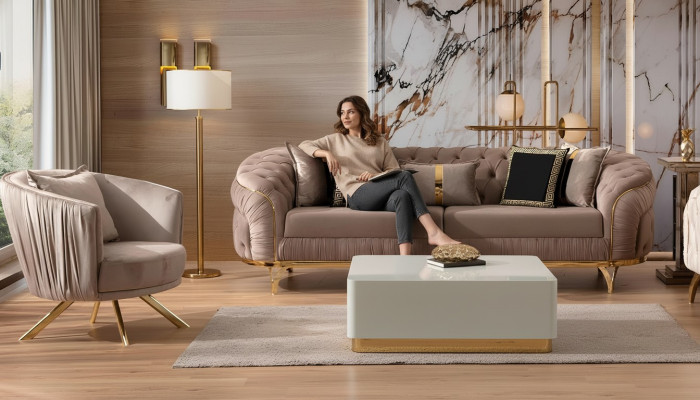 Luxury Sofa Set 31-Seater Textile Designer Chesterfield Sofa Modern