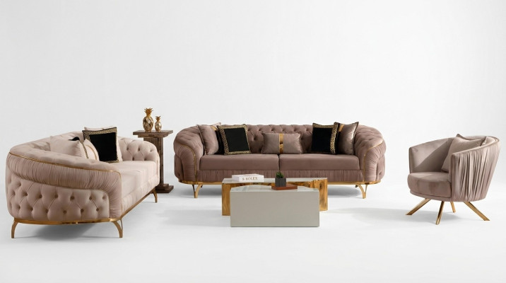 Design Sofa 331 Seater Chesterfield Fabric Couch Upholstery Sofas Textile New