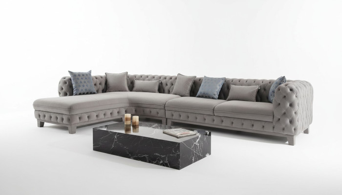 Sectional sofa L-shape couch Chesterfield design modern sofa fabric textile new
