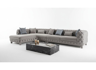 Sectional sofa L-shape couch Chesterfield design modern sofa fabric textile new