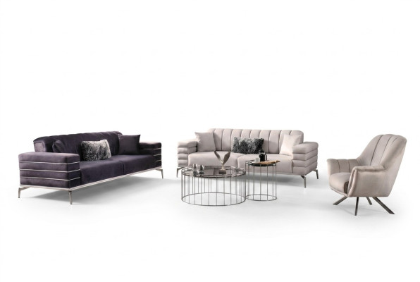 Luxury Sofa Set 321 Modern Set Design Sofa Upholstered Couch Gray New