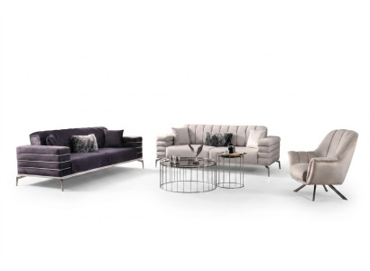 Luxury Sofa Set 321 Modern Set Design Sofa Upholstered Couch Gray New