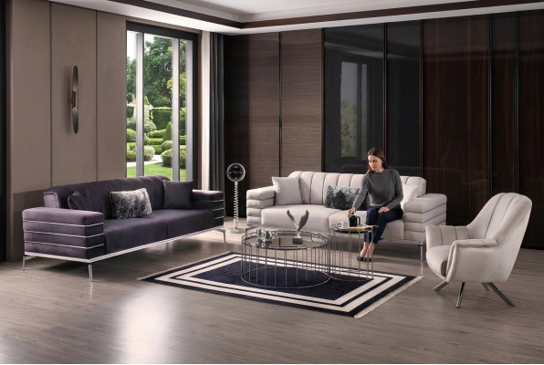 3-piece luxury furniture living room couch sofa upholstery 3-seater set.