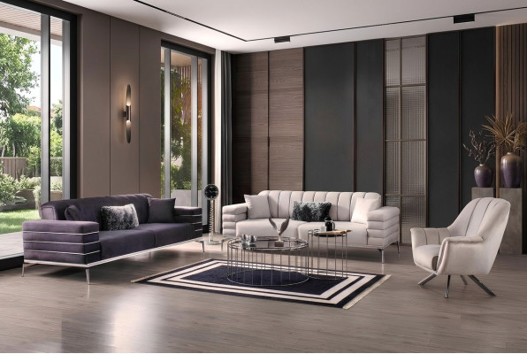 3-piece luxury furniture living room couch sofa upholstery 3-seater set.