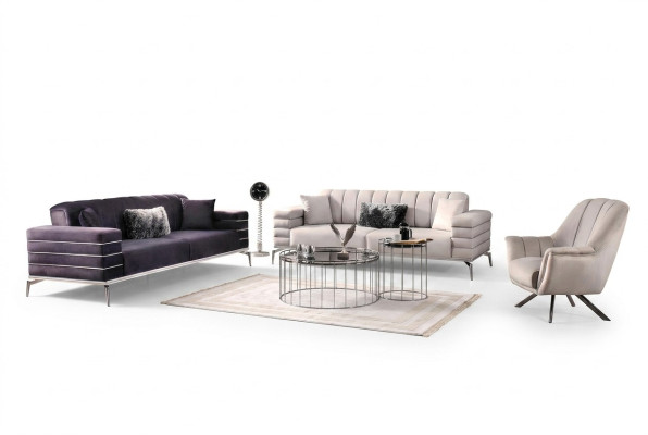 3-piece luxury furniture living room couch sofa upholstery 3-seater set.