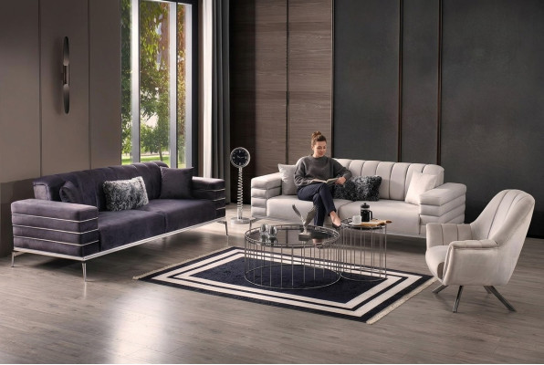 Sofa Velvet Upholstery Seat 3311 Design Sofas Metal Set Couches New