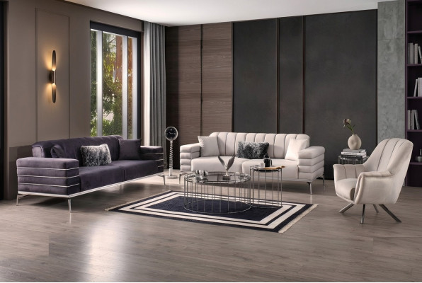 Sofa Velvet Upholstery Seat 3311 Design Sofas Metal Set Couches New