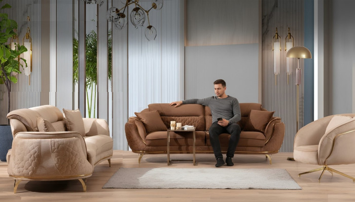 Italian Style Sofa Set Complete Set 3+3+1+1 Seater Set