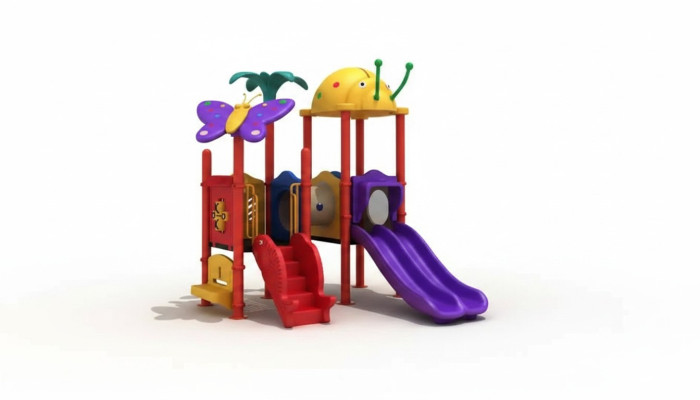 Children's area with slides, entertainment for children, garden playgrounds